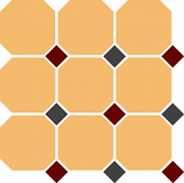 Керамогранит Topcer 4421 OCT20+14-B Ochre Yellow Octagon 21 - Brick Red 20 + Black 14 Dots 30x30