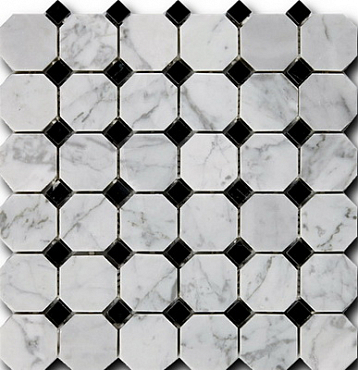 Мозаика Art&Natura Bianco Carrara+Nero Marquina Octagon Pattern 30.5x30.5