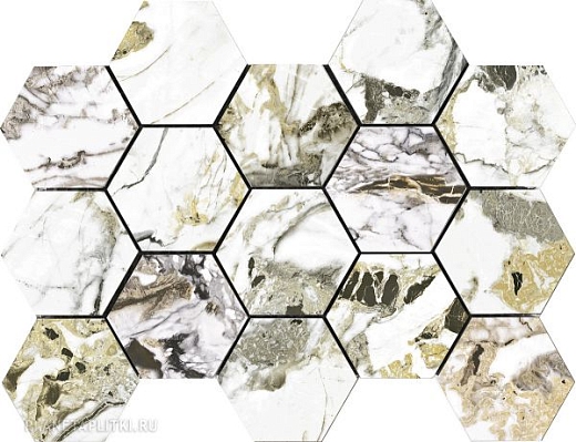 Мозаика Pamesa Malla Hex Cr. Lux Grotta Oro 22.5x32.5