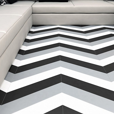 Floor Tiles Chevron A Ash Grey Matt9.8x23