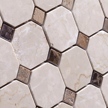Bianco Carrara+Nero Marquina Octagon Pattern30.5x30.5